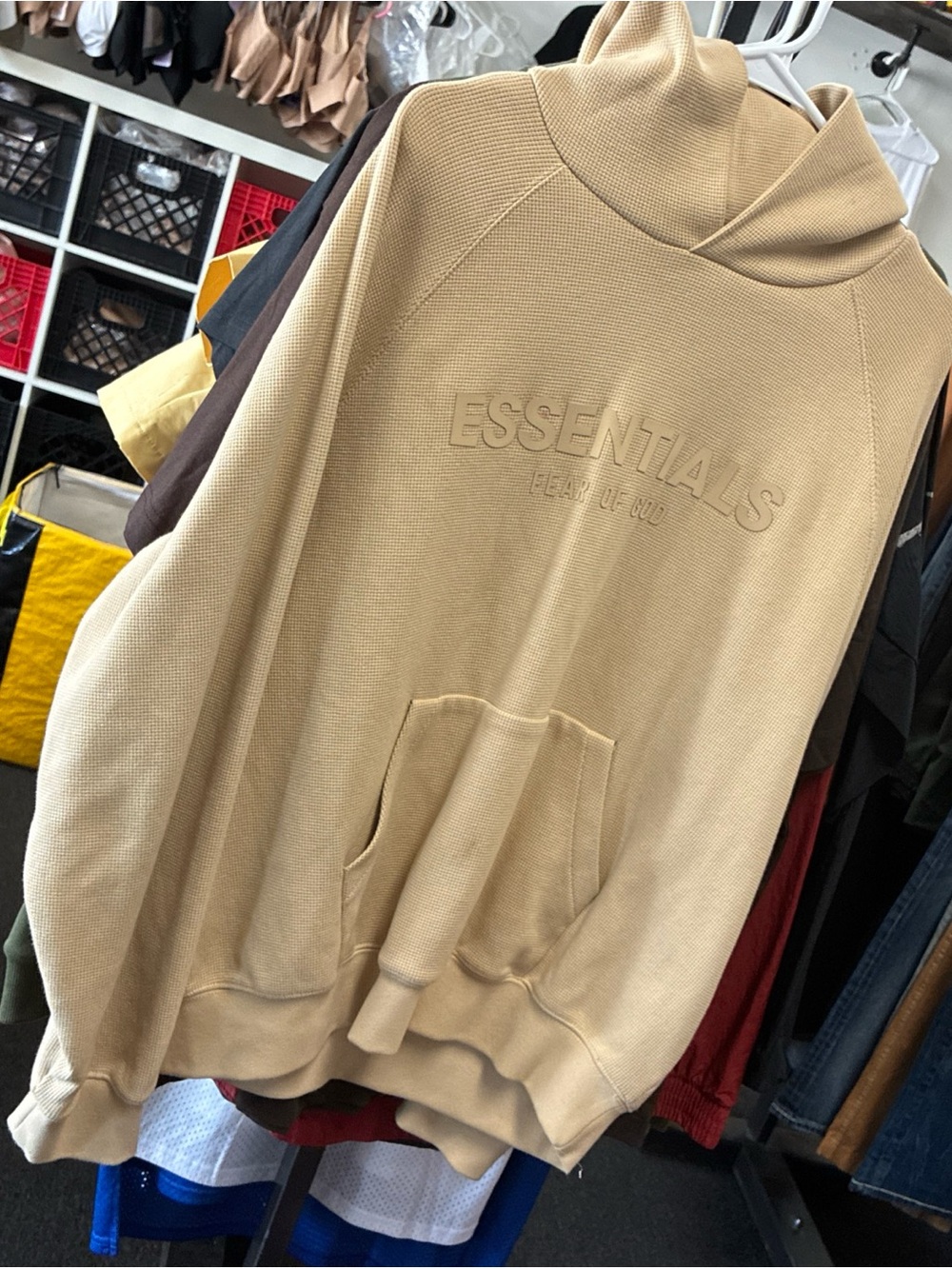 Essential FOG Knitted Waffle Hoodie SZ SM Pre Owned Used Rare Streetwear